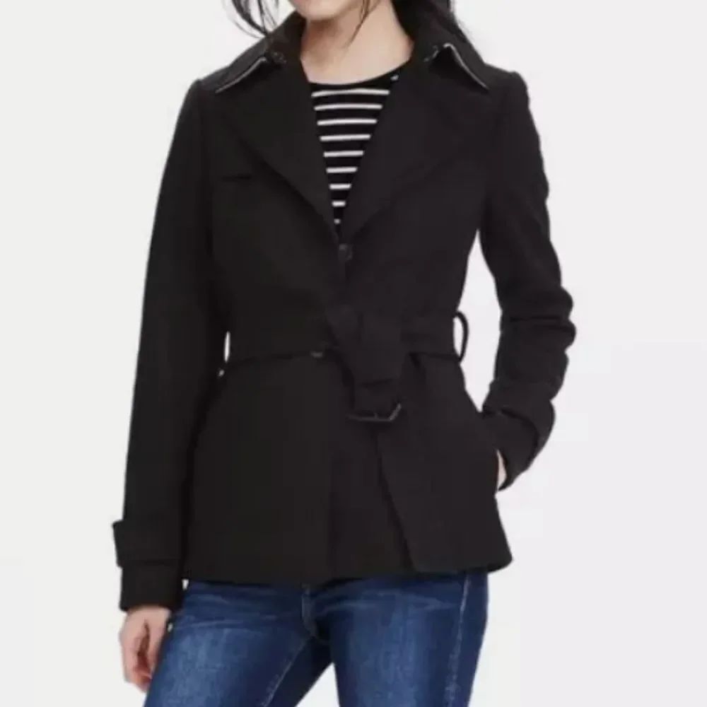 MARALUN&ME WOMEN'S MELTON WOOL SHORT TRENCH COAT